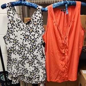 Lane Bryant Black and White Ruffled Sleeveless Blouse